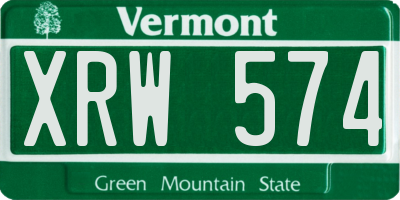 VT license plate XRW574