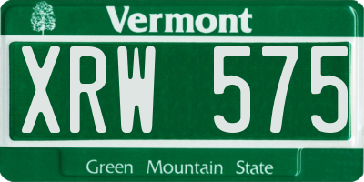 VT license plate XRW575