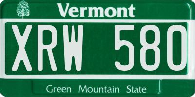 VT license plate XRW580