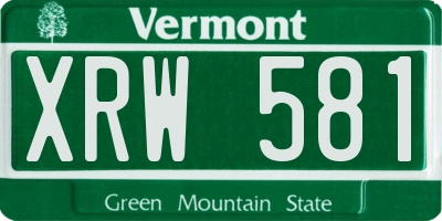 VT license plate XRW581