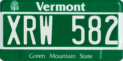 VT license plate XRW582