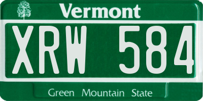 VT license plate XRW584
