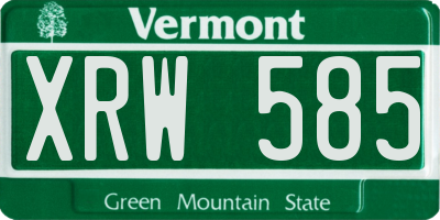 VT license plate XRW585