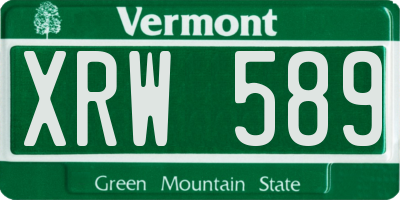 VT license plate XRW589