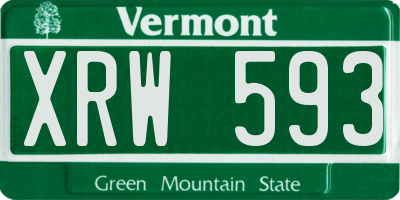 VT license plate XRW593