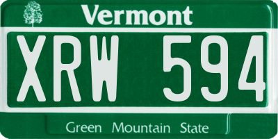 VT license plate XRW594