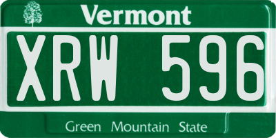 VT license plate XRW596