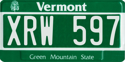 VT license plate XRW597