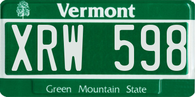 VT license plate XRW598