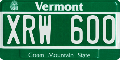 VT license plate XRW600