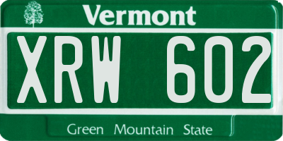 VT license plate XRW602