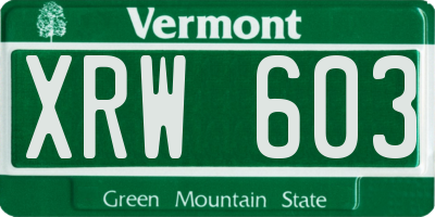 VT license plate XRW603