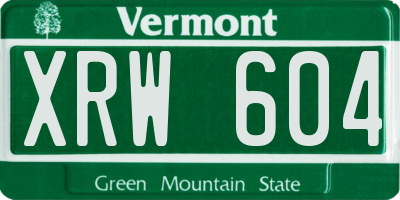 VT license plate XRW604