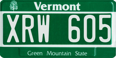 VT license plate XRW605
