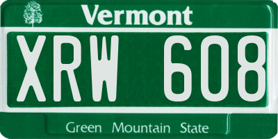VT license plate XRW608