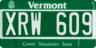 VT license plate XRW609