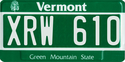 VT license plate XRW610