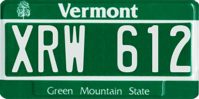 VT license plate XRW612
