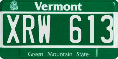 VT license plate XRW613
