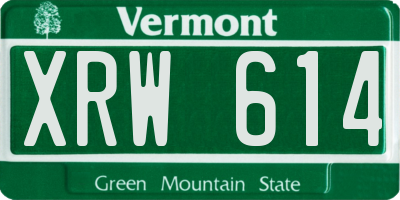 VT license plate XRW614