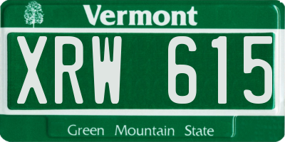 VT license plate XRW615