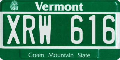 VT license plate XRW616