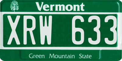VT license plate XRW633