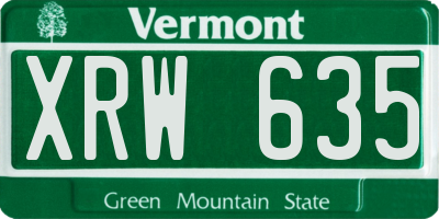 VT license plate XRW635