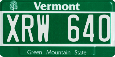 VT license plate XRW640