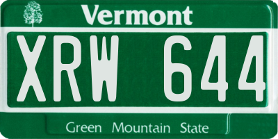VT license plate XRW644