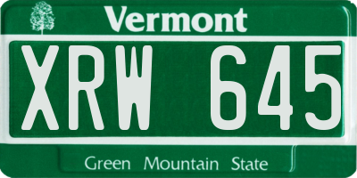 VT license plate XRW645