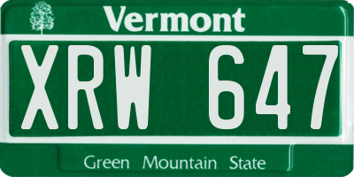 VT license plate XRW647