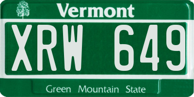 VT license plate XRW649