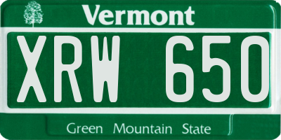 VT license plate XRW650