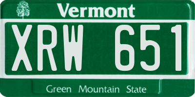 VT license plate XRW651