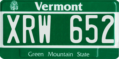 VT license plate XRW652