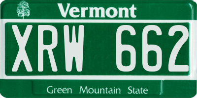 VT license plate XRW662