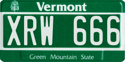 VT license plate XRW666