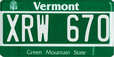 VT license plate XRW670