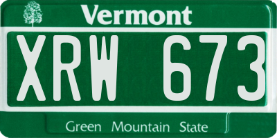 VT license plate XRW673