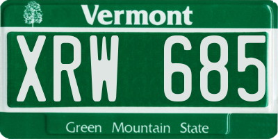 VT license plate XRW685