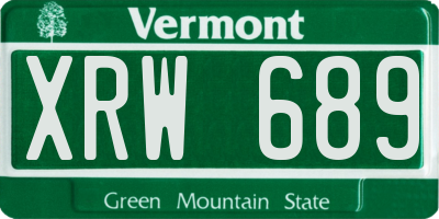 VT license plate XRW689