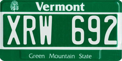 VT license plate XRW692