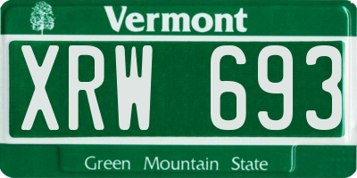 VT license plate XRW693