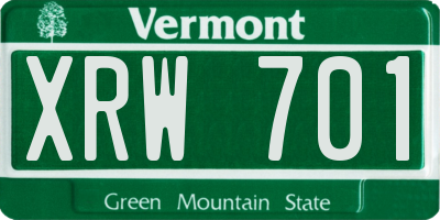 VT license plate XRW701