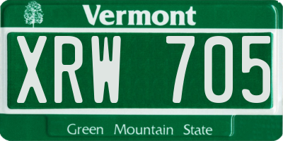 VT license plate XRW705
