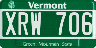VT license plate XRW706