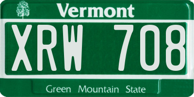 VT license plate XRW708