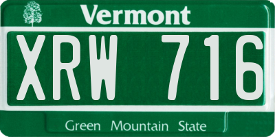 VT license plate XRW716