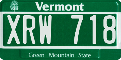 VT license plate XRW718